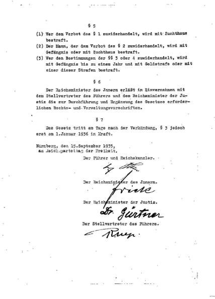 Nuremburg Laws Signature